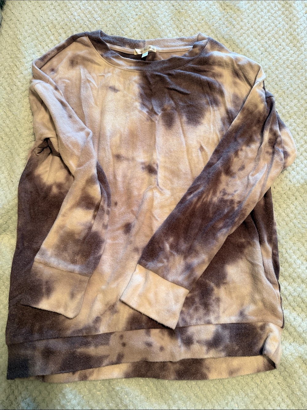 nine britton Tie-Dye Crewneck Sweater - Taupe and Brown